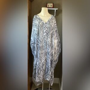 H&M Conscious Collection Zebra Print OVERSIZED KAFTAN DRESS Cover Up Women S